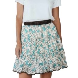 Polka Dot twirl Skirt, Vintage chiffon/sheer bow/satiny lining sewn in, Sz S